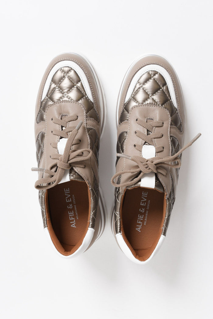 Helena Grey Leather Platform Sneaker
