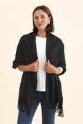 Heta Black Cotton Pashmina Scarf