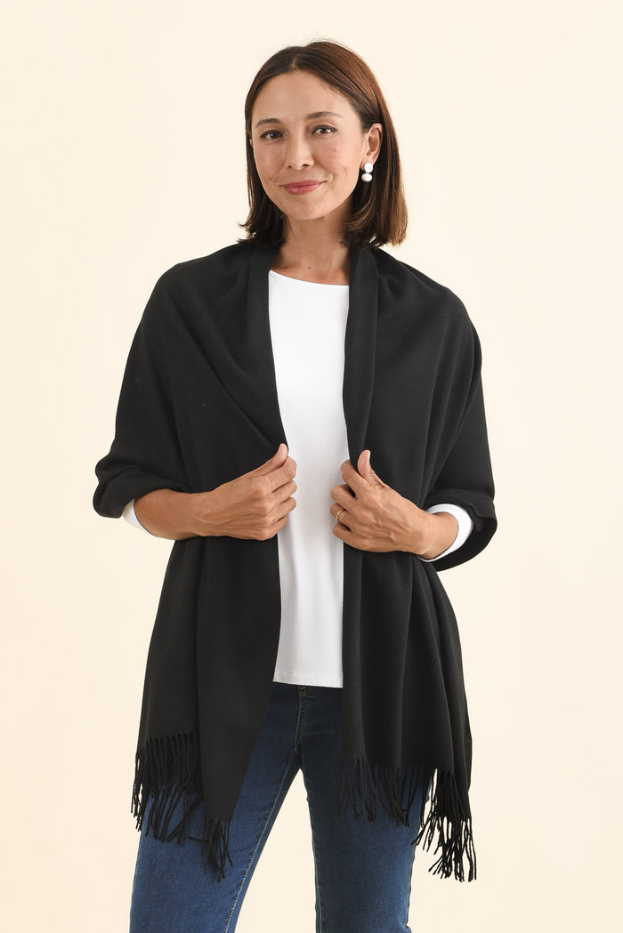 Heta Black Cotton Pashmina Scarf