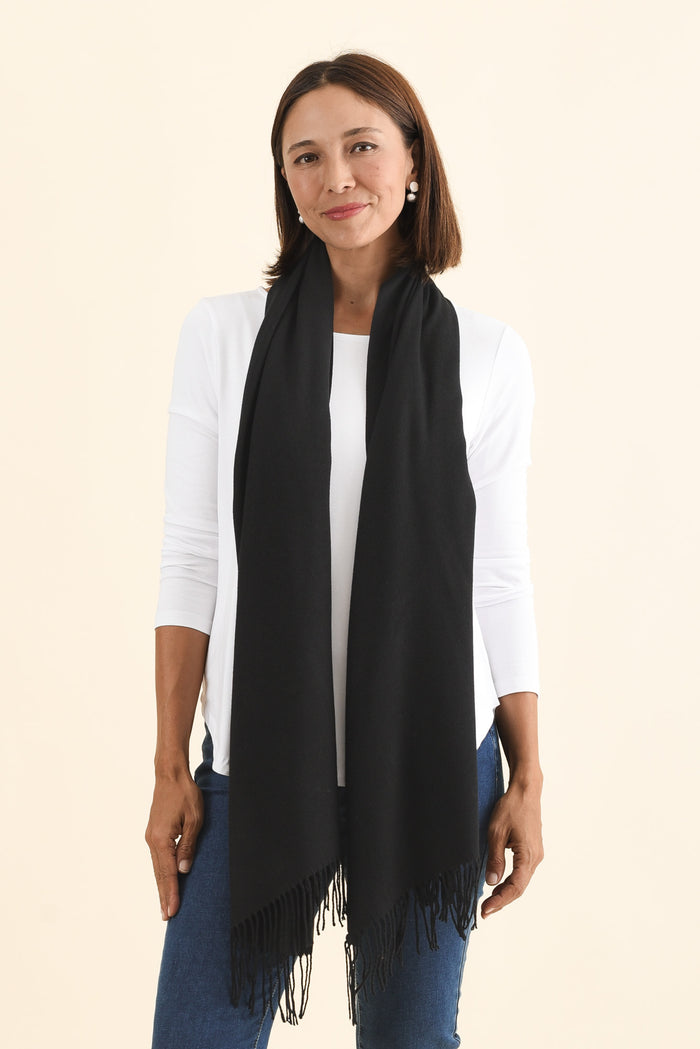 Heta Black Cotton Pashmina Scarf