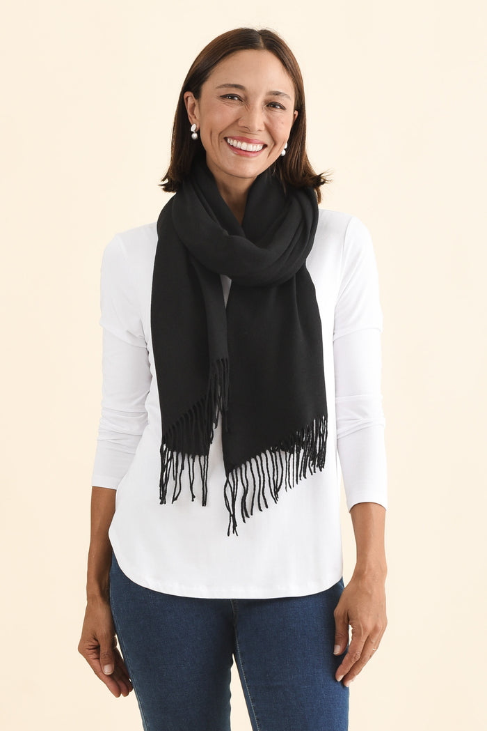 Heta Black Cotton Pashmina Scarf