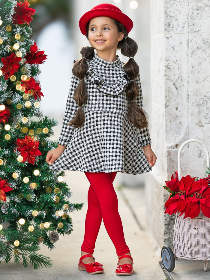 Houndstooth Ruffled Long Sleeve Tunic and Legging Set Mia Belle Girls