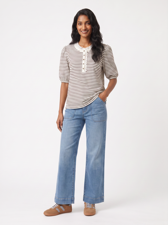 Jacqueline Top - Chocolate/White Stripe