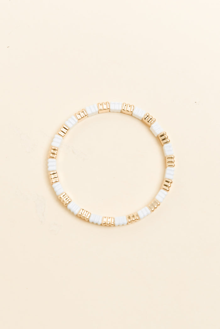 Java White Beaded Bracelet