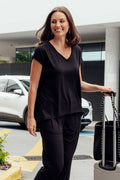 Jenner Black V Neck Tee,Lifestyle