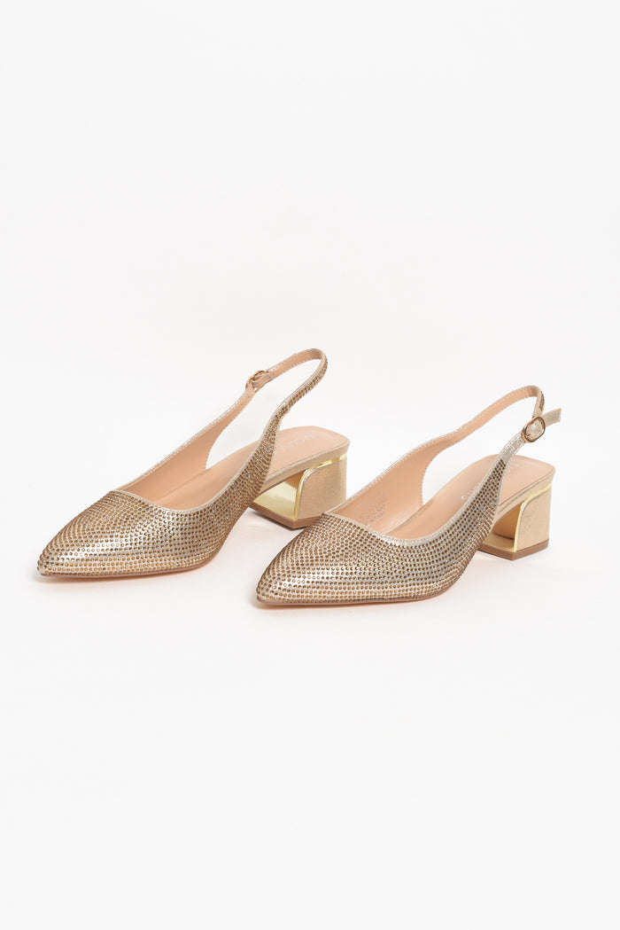 Jester Gold Diamante Slingback Heel