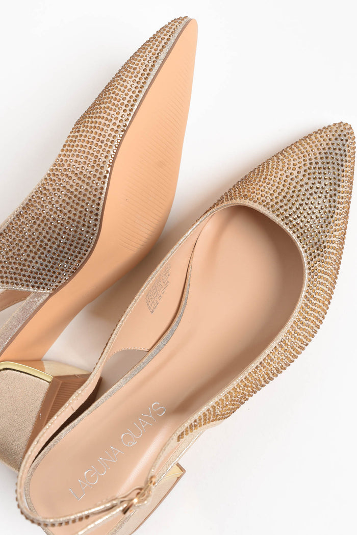Jester Gold Diamante Slingback Heel