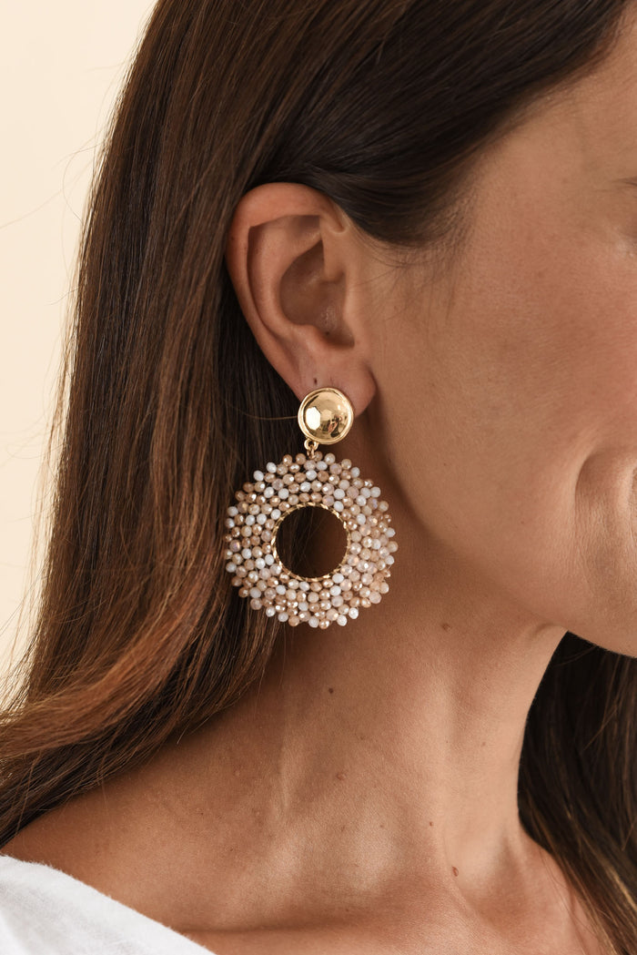 Jing Pink Bead Drop Earrings