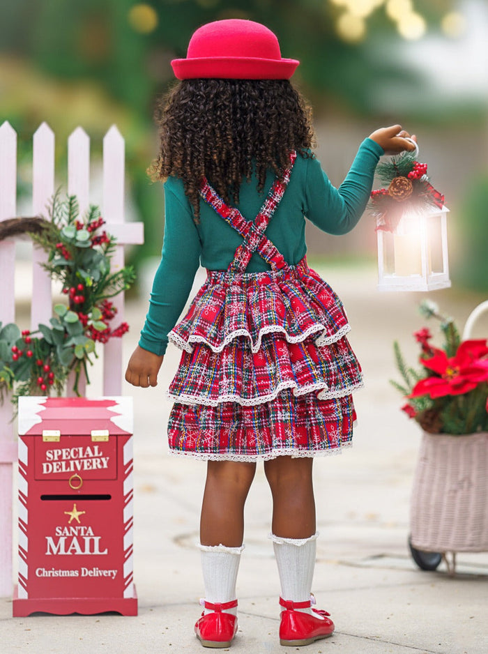 Mia Belle Girls Turtleneck Top & Overall Dress | Girls Winter Outfits