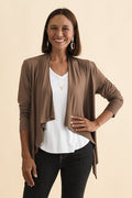 Joni Chocolate Bamboo Cardigan,Brunette model,alt text|model:Cara