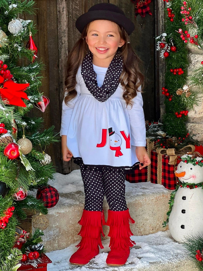 Mia Belle Girls Tunic, Leggings, & Scarf Set | Girls Winter Outfits