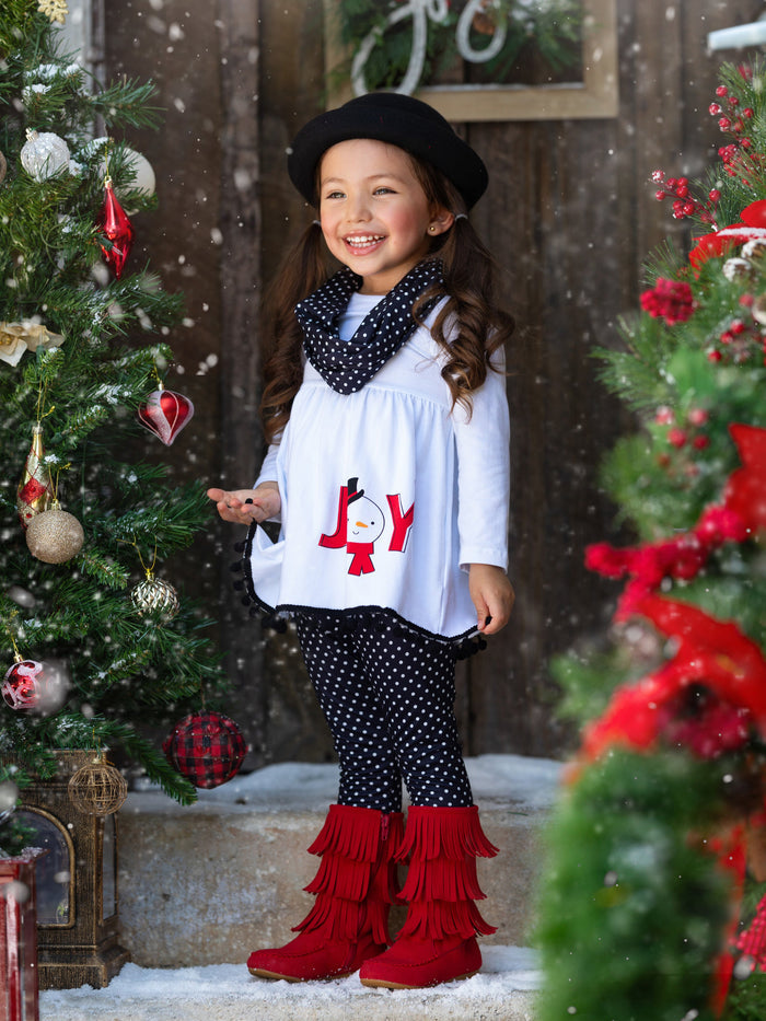 Mia Belle Girls Tunic, Leggings, & Scarf Set | Girls Winter Outfits