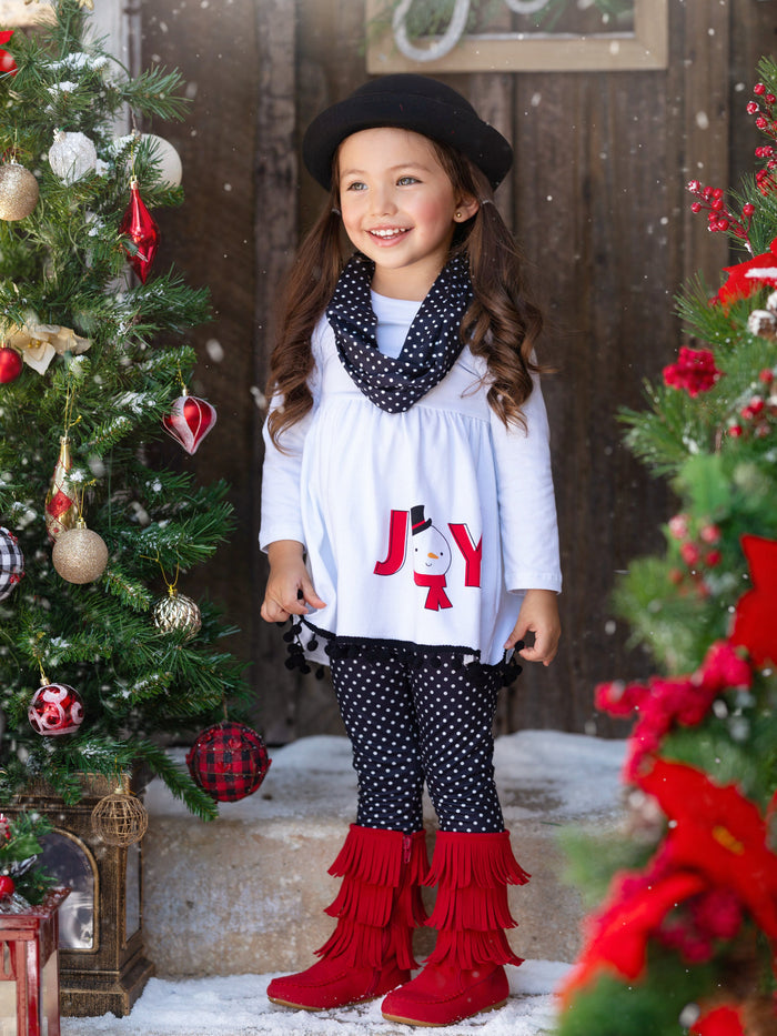 Mia Belle Girls Tunic, Leggings, & Scarf Set | Girls Winter Outfits