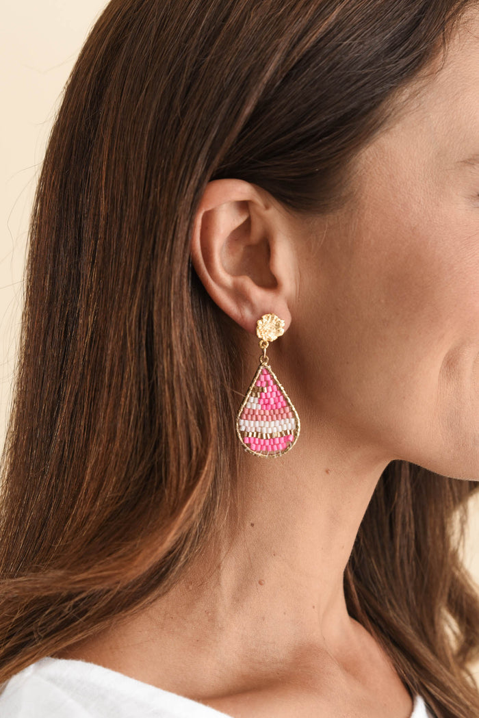 Kamalia Pink Beaded Earrings