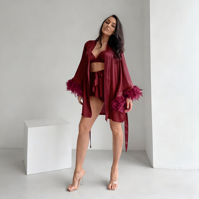 Katie Night Suit Set - Burgundy