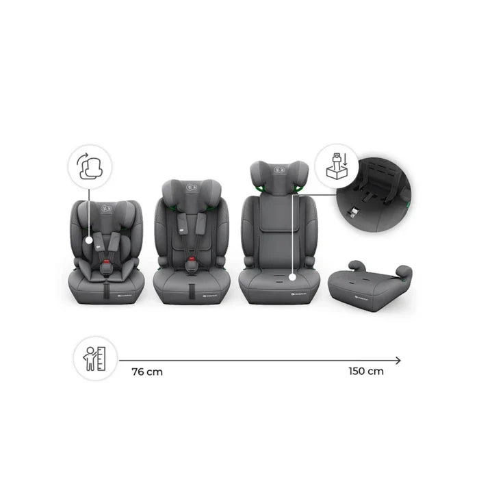 Kinderkraft Comfort Up 2 Plus Group 1/2/3 i-Size Car Seat - Grey Grey - ebebek
