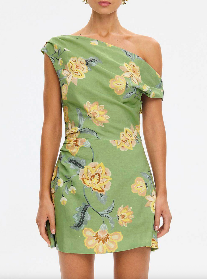 Kivari Eve Off Shoulder Mini Dress - Green