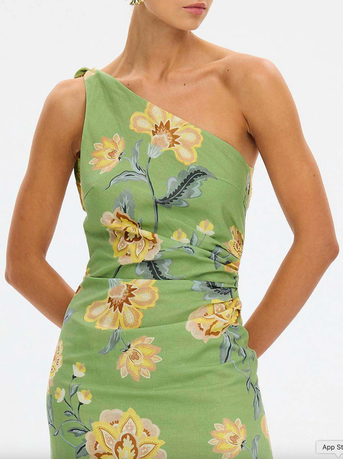 Kivari Eve One Shoulder Midi Dress - Green