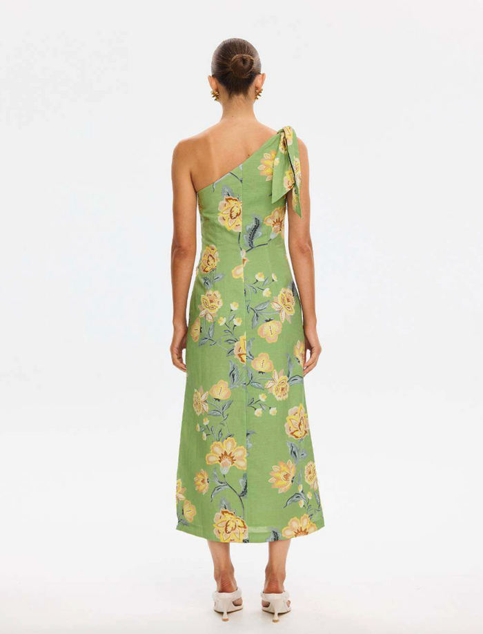 Kivari Eve One Shoulder Midi Dress - Green