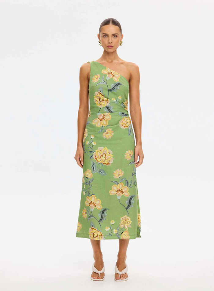 Kivari Eve One Shoulder Midi Dress - Green