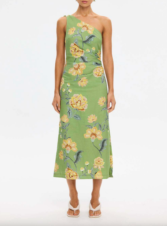 Kivari Eve One Shoulder Midi Dress - Green
