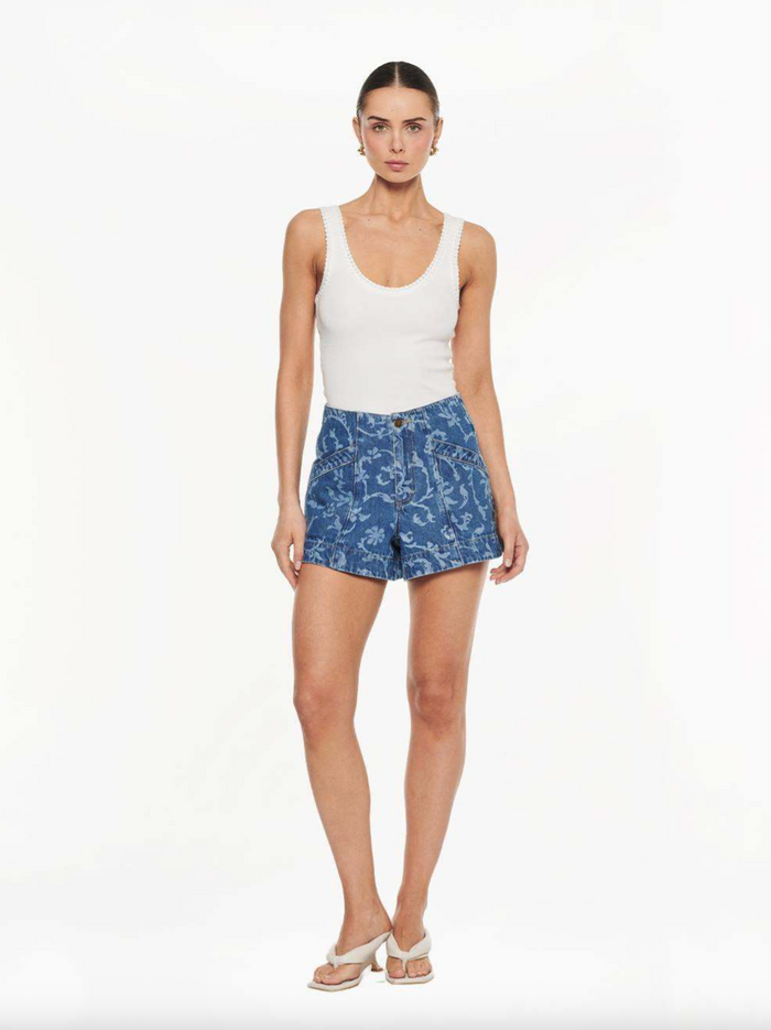 Kivari Laguna Printed Denim Short - Elina