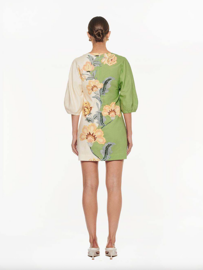 Kivari Lotte Mini Dress - Green/Cream
