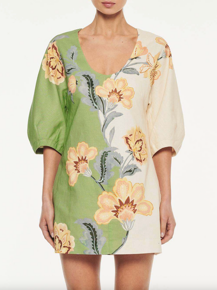 Kivari Lotte Mini Dress - Green/Cream