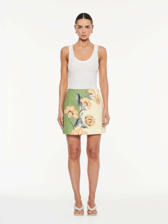 Kivari Lotti Mini Skirt - Green/Cream