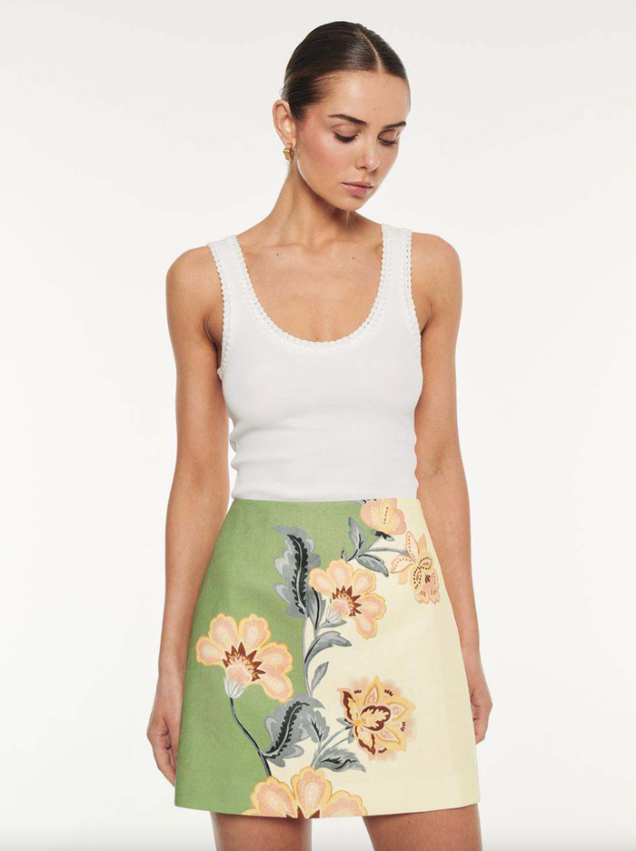 Kivari Lotti Mini Skirt - Green/Cream