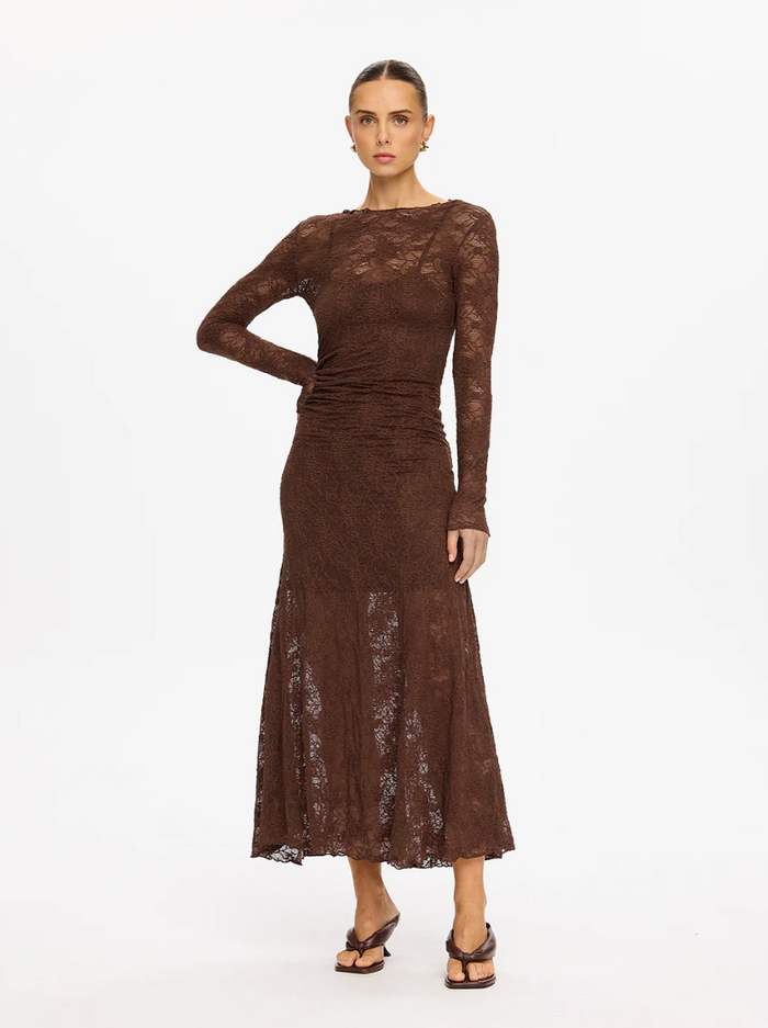Kivari Marie Lace Maxi Dress - Chocolate