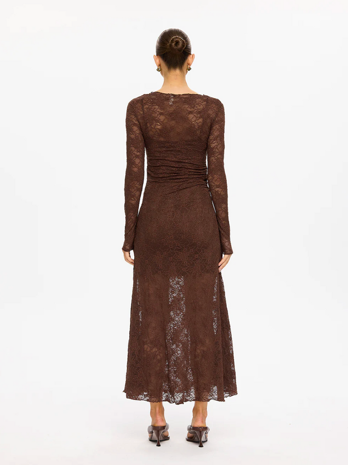 Kivari Marie Lace Maxi Dress - Chocolate