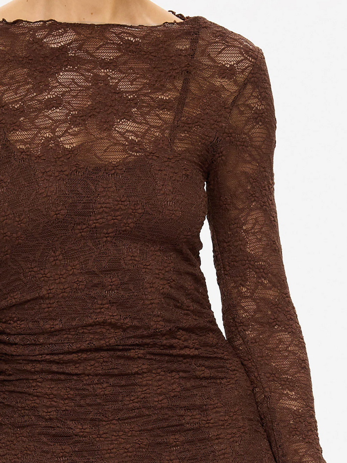 Kivari Marie Lace Maxi Dress - Chocolate