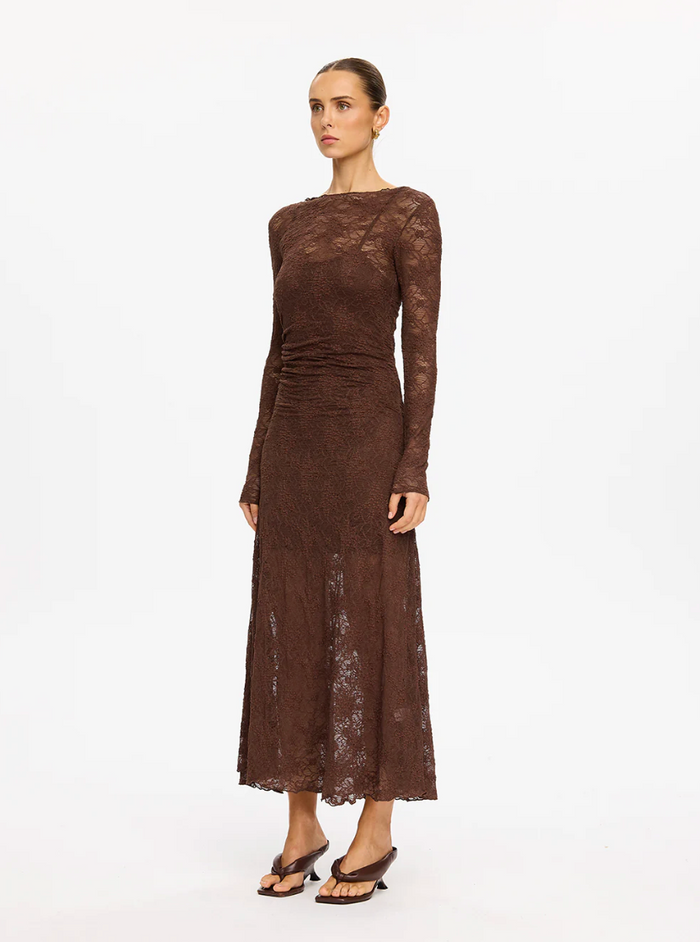 Kivari Marie Lace Maxi Dress - Chocolate