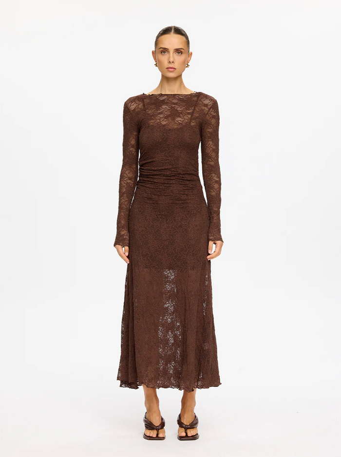 Kivari Marie Lace Maxi Dress - Chocolate