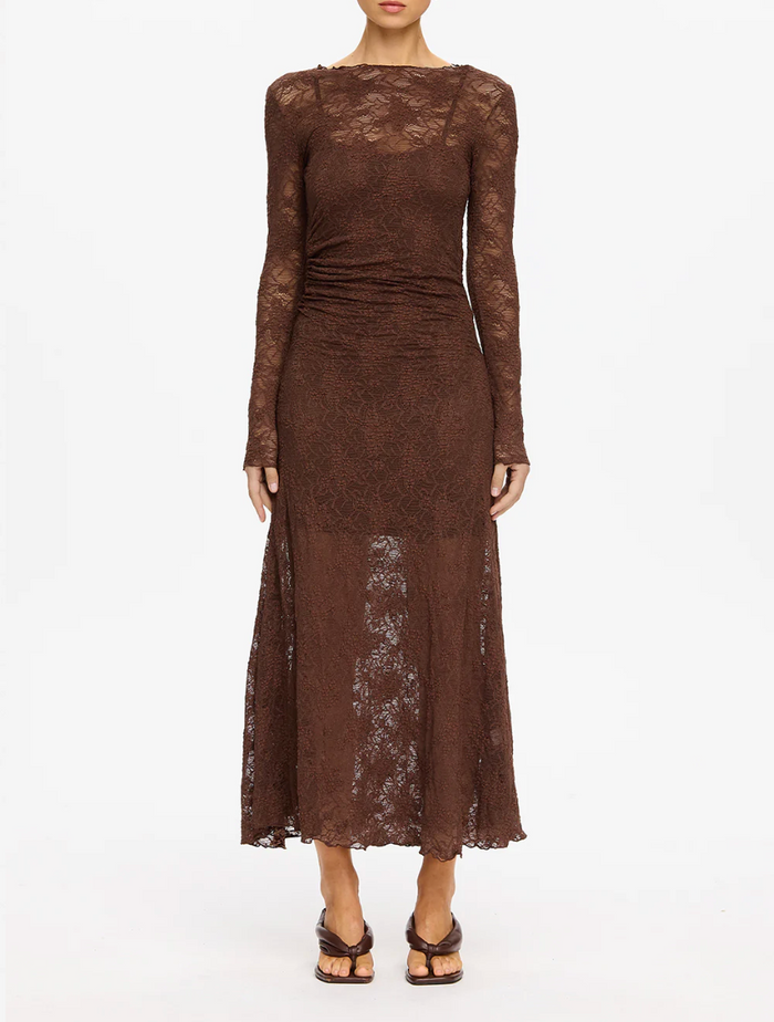 Kivari Marie Lace Maxi Dress - Chocolate