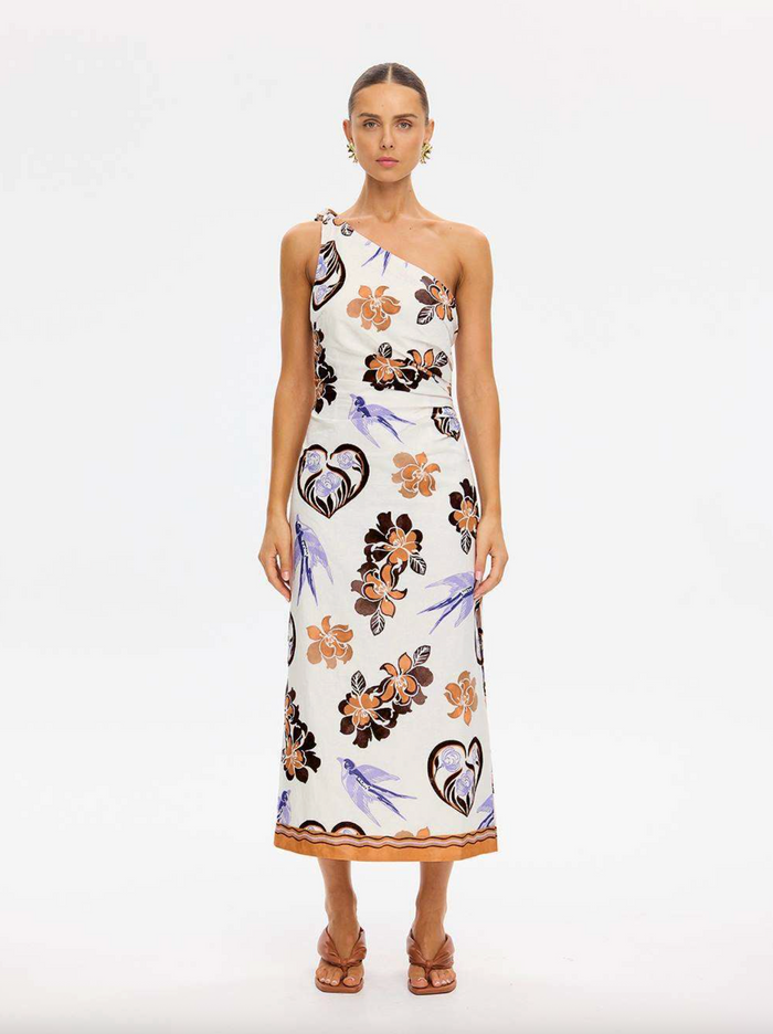 Kivari Marit Midi Dress - Cream Tan