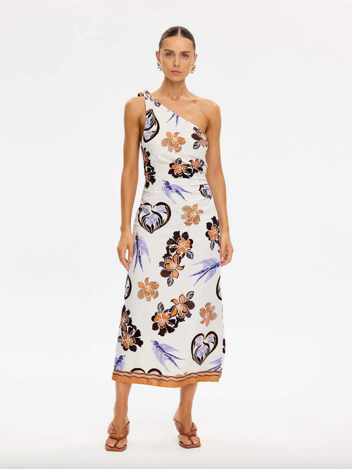 Kivari Marit Midi Dress - Cream Tan
