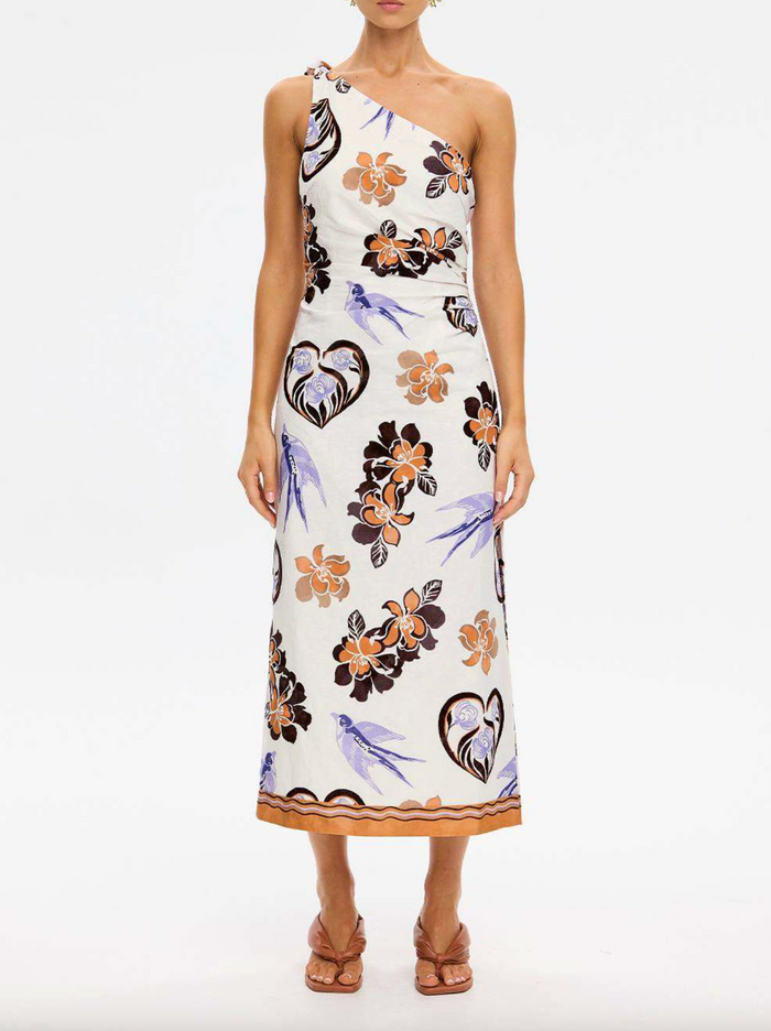 Kivari Marit Midi Dress - Cream Tan
