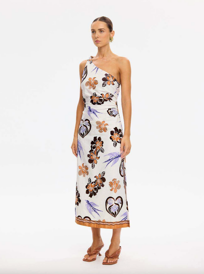Kivari Marit Midi Dress - Cream Tan