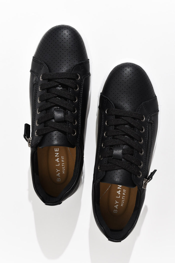 Koko Black Leather Zip Sneaker