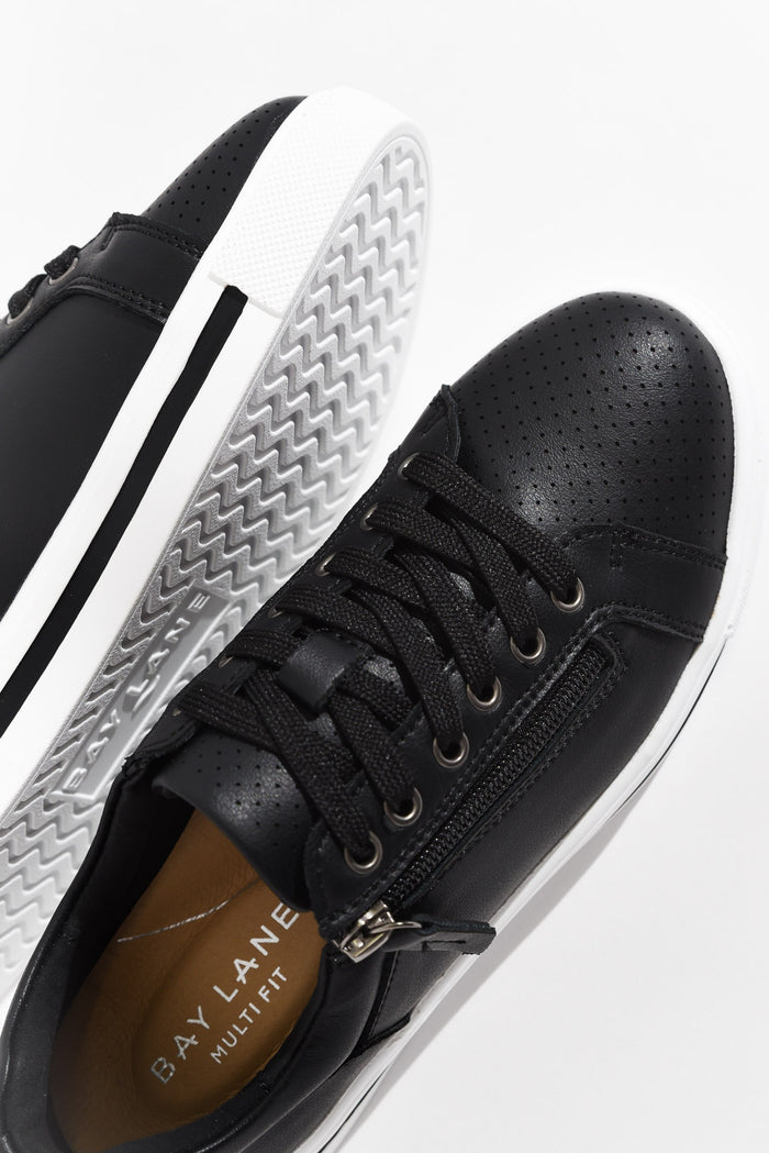 Koko Black Leather Zip Sneaker