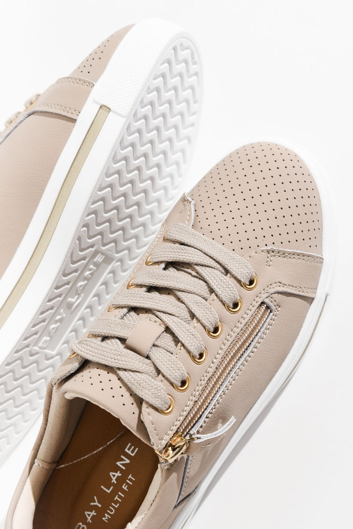 Koko Nude Leather Zip Sneaker