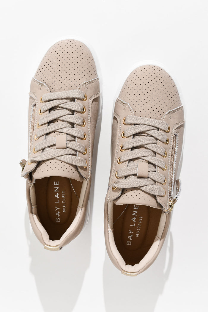 Koko Nude Leather Zip Sneaker