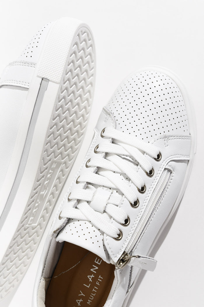 Koko White Leather Zip Sneaker