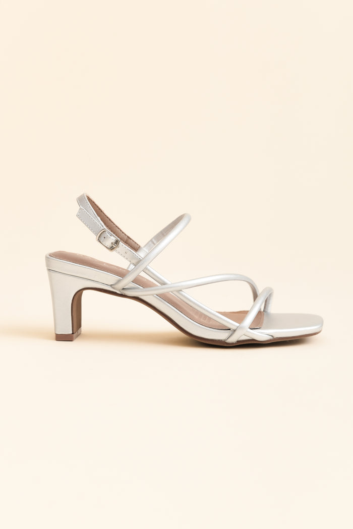 Krystal Silver Crossover Heel