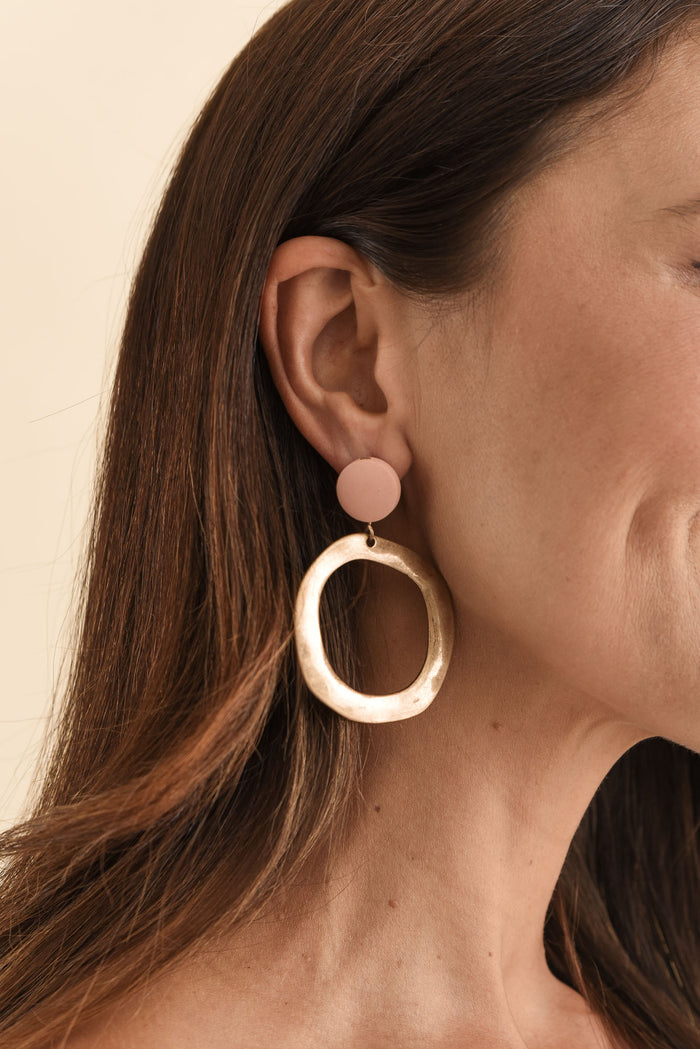 Lada Gold Circle Drop Earrings