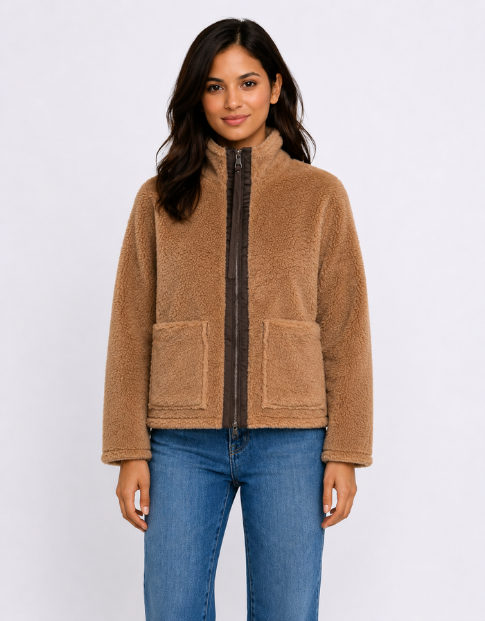 Layla Teddy Fleece Jacket - Tan