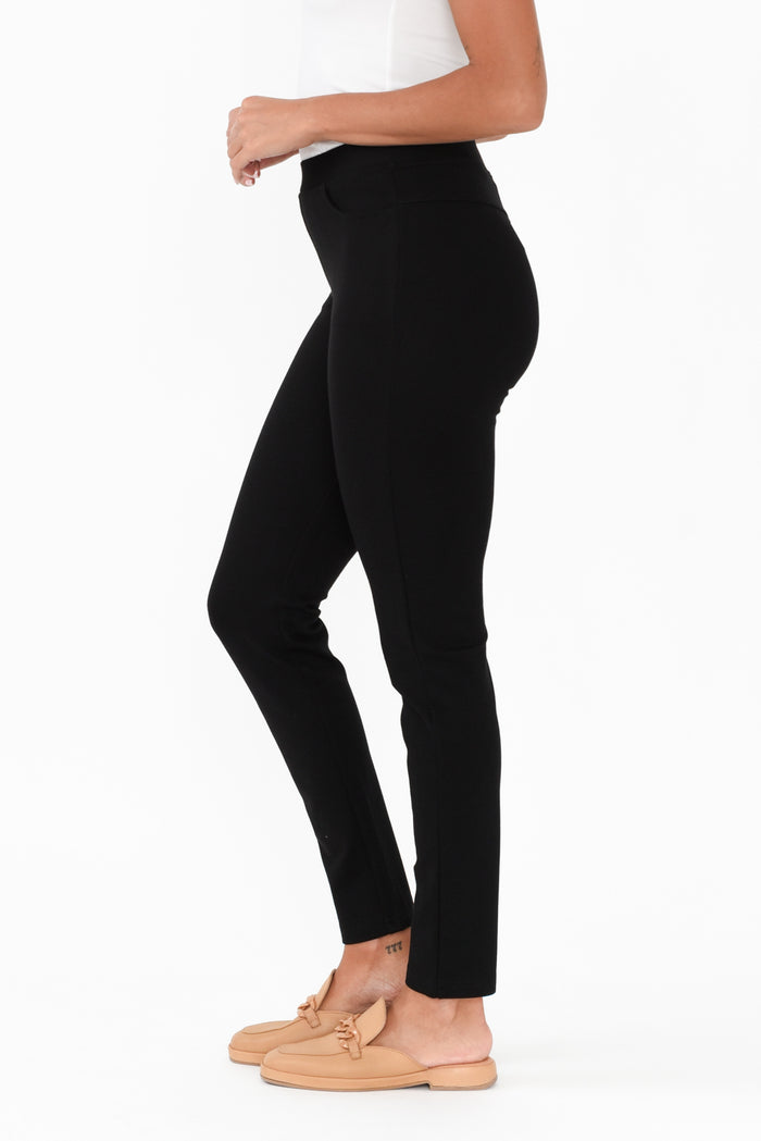 Leona Black Ponte Pants,Brunette model,alt text|model:Brontie