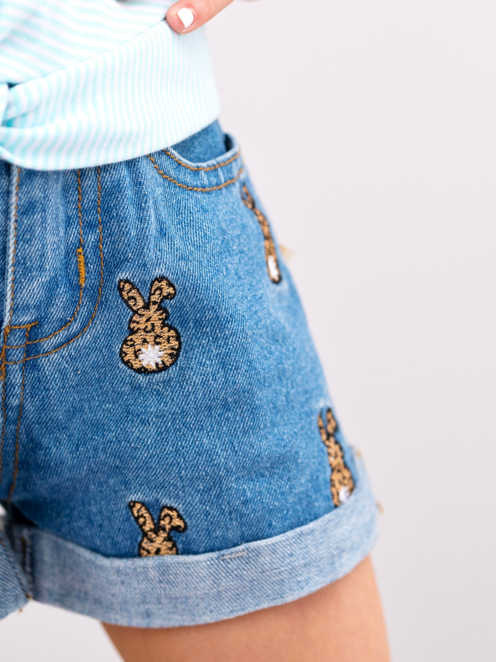 Leopard Bunny Stripe Easter Short Set Mia Belle Girls